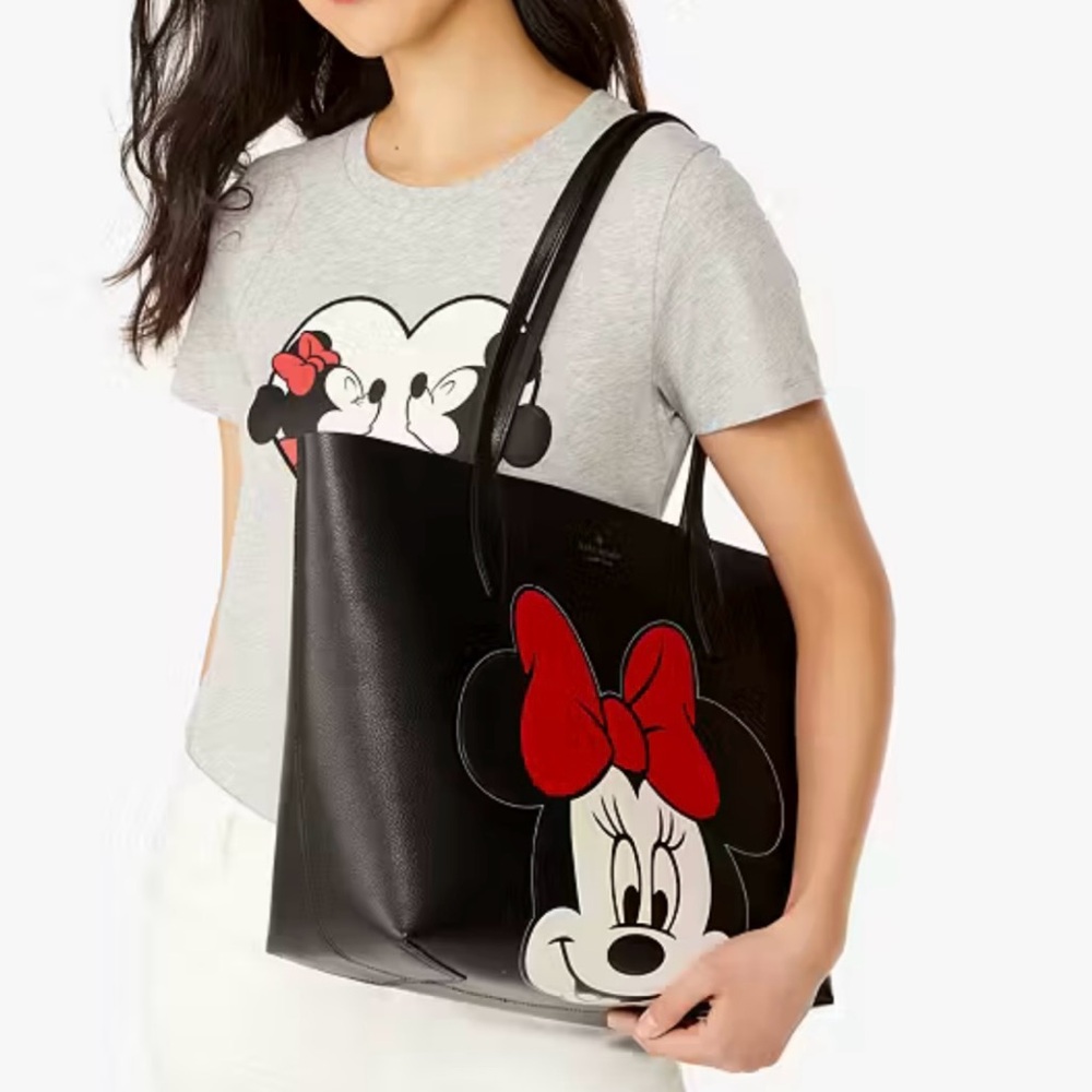 NEW Disney x Kate Spade NY Minnie Tote   & Pouch Reversible To Polka Dots